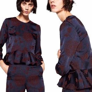 Elegant Navy and Burgundy Floral Top